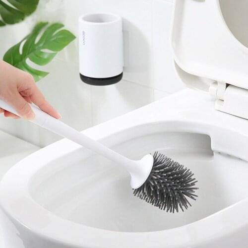 Toilet Brush Rubber Wall Hanging Brush For Toilet Head Holder Cleaning Household Floor Cleaning Bathroom