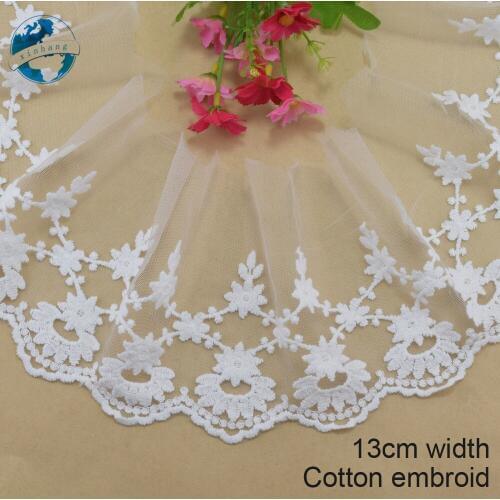 13cm width Cotton embroid lace sewing ribbon guipure trim fabric diy craft supply wedding Accessories wedding lace#3084