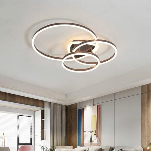 Acrylic Modern Led Ceiling Lamp Remote Control for Living Room Bedroom White/Brown Home Deco Mounted Chandelier Lights ZM1119