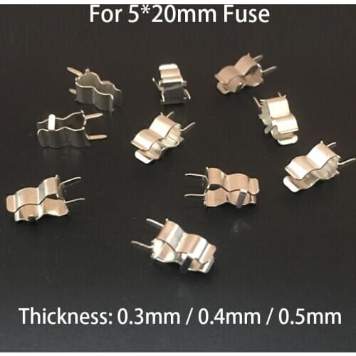 0.3mm 0.4mm 0.5mm Thickness 5*20mm 5x20mm Glass Tube Electronic Plug In Copper Insurance Header Fuse Holder Clip Clamp