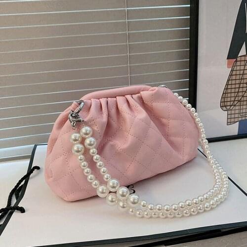 Lattice Pearl Underarm bag 2021 Summer New High-quality PU Leather Womens Designer Handbag Luxury brand Shoulder Messenger Bag