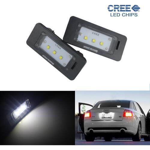 ANGRONG 2x LED License Number Plate Light For Audi A1 A3 A4 B8 S4 A5 Q5 A6 C7 TT SEAT Ibiza