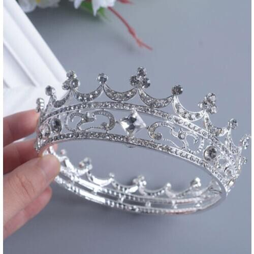 Vintage Baroque Queen King Bride Tiara Crown For Women Headdress Prom Bridal Wedding Tiaras and Crowns Party Hats