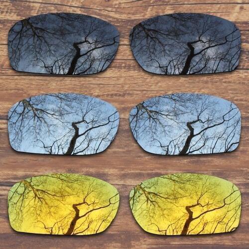 ToughAsNails 3 Pairs Black.Silver.Gold Polarized Replacement Lenses for Oakley Fives Squared Sunglasses