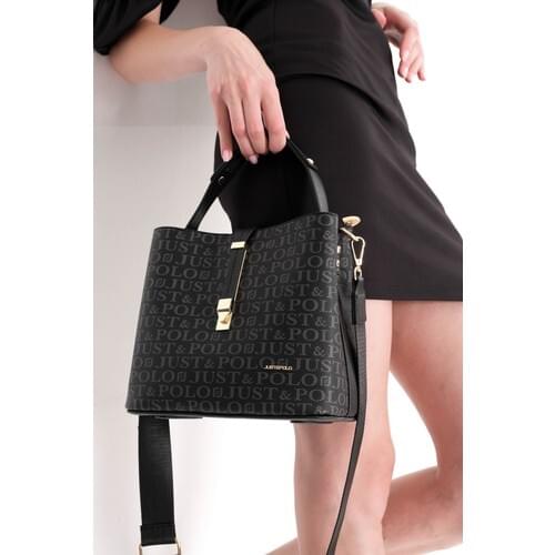 Just Polo Black Womens Lock Detailed Shoulder Bag