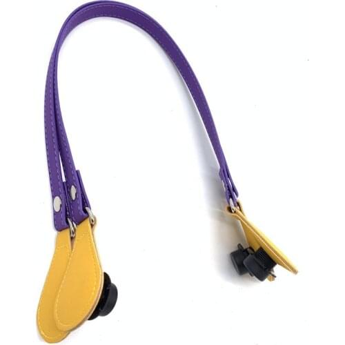 1 pair purple and yellow color long bag handle 68cm for obag women bags