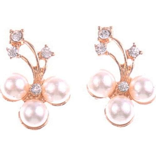 10 Pieces Flower Shape Pearl Crystal Wedding Flatback Embellishment Gold
