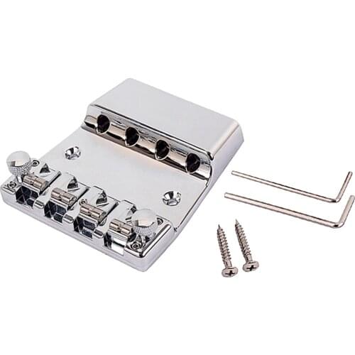 4 String Metal Electric Bass Bridge Saddle Bridge Strain Plate Bridge for Musical Instrument Bass Replacement Silver DIY Parts