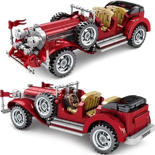 617PCS Mechanical Vintage Old Car Mustang MOC Building Blocks City Creator Bricks Classic Model Toys For Boys Gift Children
