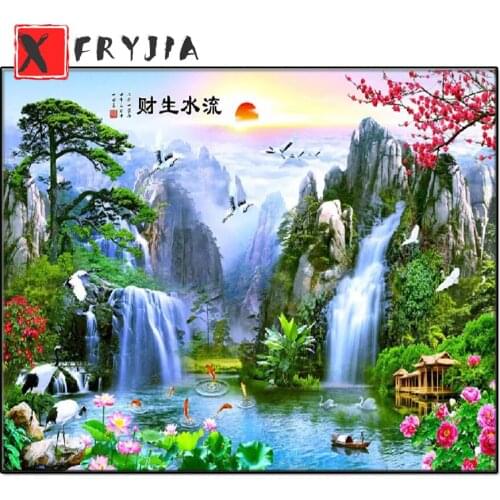 Diamond Painting Flowing Water Makes Money Decorative Painting Diamond Embroidery Full square round drilling Diamond Mosaic kits