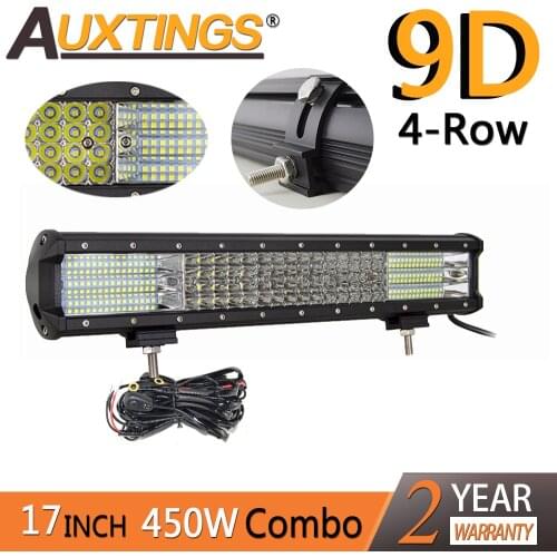 Auxtings 17inch 450w 17'' quad rows movable bracket Led work light high power 9D LED light bar offroad 4x4 car light 12V 24V