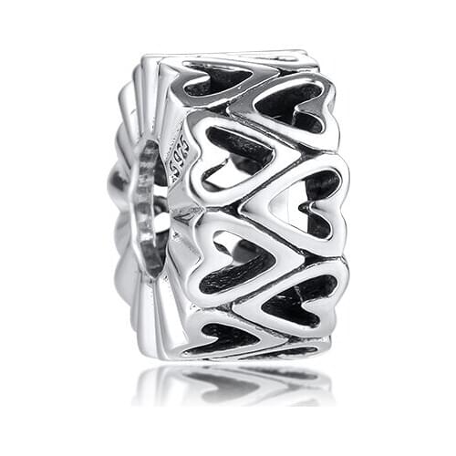 Openwork Freehand Heart Spacer Charm Sterling Silver Jewelry Fits Charm Silver Bracelets For Woman DIY Beads For Jewelry Making