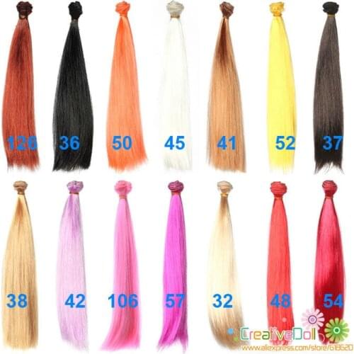 Free Shipping 30cm Doll Straight DIY Hair / Doll Wigs Shine Color Brown Pink Color Hair for 1/3 1/4 BJD SD Doll