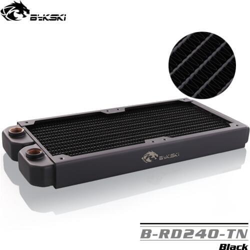 BYKSKI 28mm Thick Copper 240mm Computer Water Discharge Liquid Heat Exchanger Single Row Radiator for 12cm fans B-240RD-M