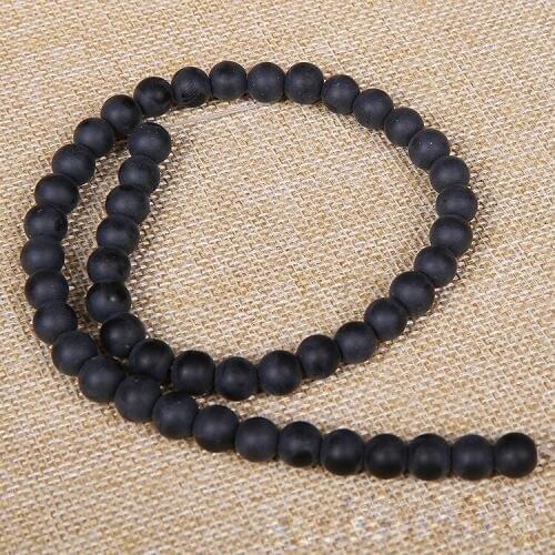 Black sand and gravel, DIY handmade jewelry round beads semi-finished products wholesale
