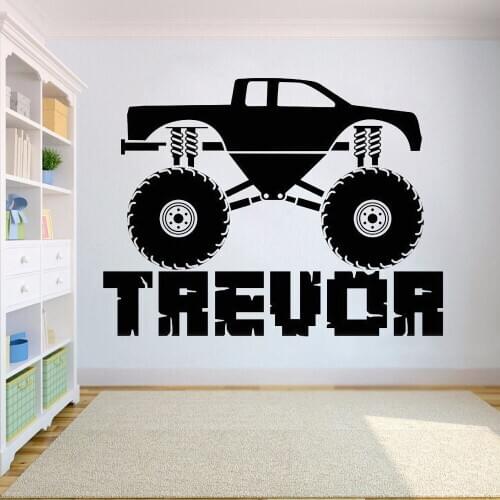 Kids Personalised Truck Wall Sticker Bedroom Working Tractor Bulldozer Decal Kids Girls Nursery Boys Teenager Room decor HY737