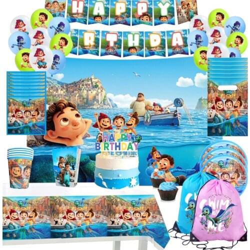 Disney Pixar Luca Party Supplies Baby Shower Birthday Balloons Cake Decoration Tablecloth Napkins Disposable Dinnerware Supplies