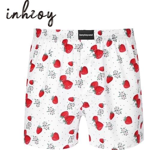 Mens Boxers Shorts Cute Strawberry Printed Casual Sleep Underpants Thin Loose Comfortable Homewear Panties Gay Sexy Underwear