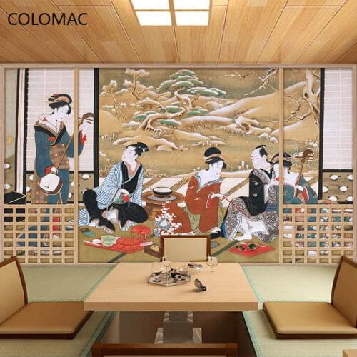 Colomac Custom Japanese Style 3d Bamboo Curtain Background Wall Wallpaper Sushi Restaurant Mural Restaurant Decor Drop Shopping