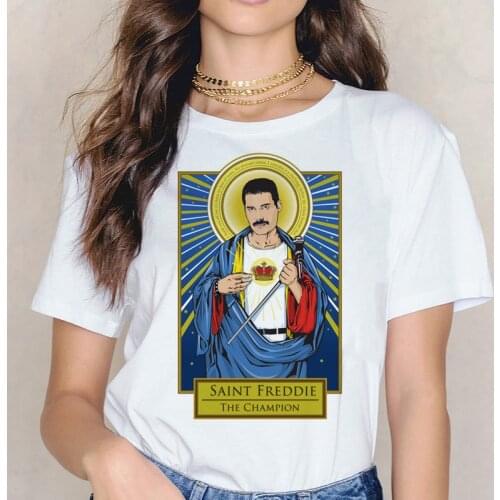 Freddie Mercury T Shirt Ullzang Tshirt Women Female Hip Hop New T-shirt Ulzzang Queen Band Aesthetic Summer Casual Femme Graphic