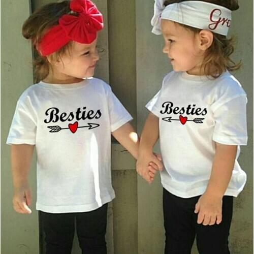 1Pc BESTIES Children Summer Tshirt Boys and Girls Brothers and Sisters Family Matching T-shirt Short Sleeve Casual Cute Clothes