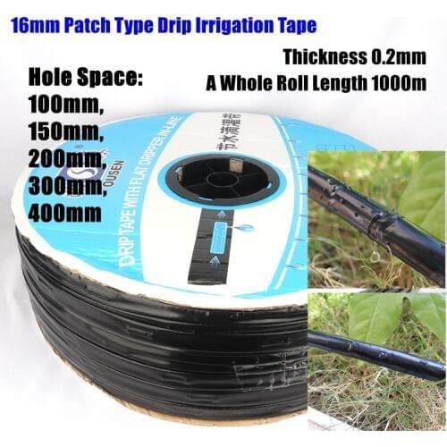 1000m 16*0.2mm Space 10~40cm Patch Type Irrigation Drip Tape Agricultural Greenhouse Farm Water Saving Irrigation Rain Drip Hose