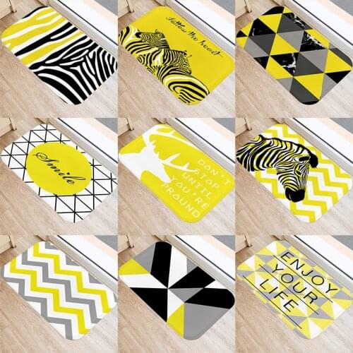 Geometric Yellow Zebra Deer Pattern Kitchen Entrance 40*60cm Door Mat Coral Velvet Carpet Rubber Indoor Floor Mats Rug 48071