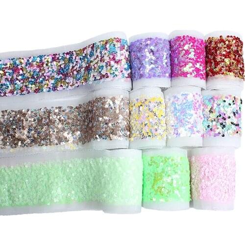 15 yards/lot) Stock colors listones 3" lace tulle sequin ribbon