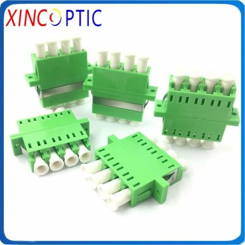 LC APC SM Green Color Quad Fiber Optical Adapter,LC/APC Single Mode Quad Flange Optic Adaptor Coupler Connector