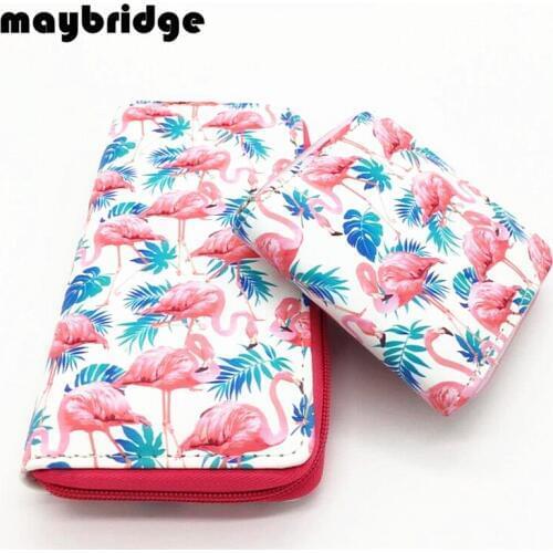 M350 Cartoon Wallet For Women Long Short Wallet Card Holder Cute Bird Flamingo Printing Students Women Bag Gift Wholesale