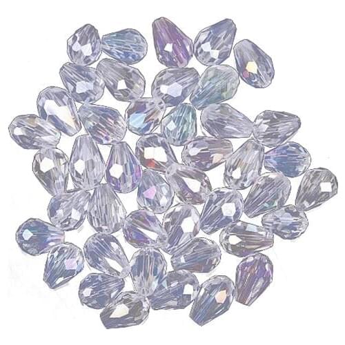 Fashion 72pcs Faceted Glass Crystal Charm Teardrop Style Spacer Beads 8x6mm Clear