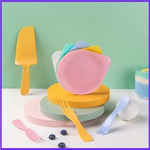 Disposable Cake Birthday Knife and Fork Set Folding Birthday Hat Party Creative European-Style Take-out Tableware Cutlery Tray