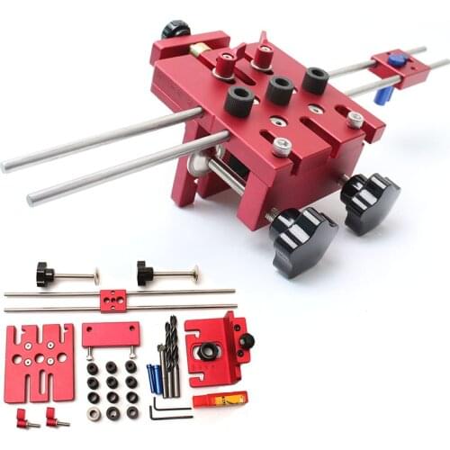 3 In 1 Adjustable Dowelling Jig Pocket Hole Jig For Furniture Fast Connecting Woodworking Drill Guide Punch Locator Tools