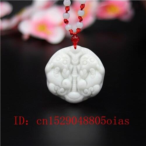 Natural White Chines Jade Tiger Pendant Necklace Charm Jewellery Fashion Accessories Carved Pixiu Amulet Gifts for Women Men