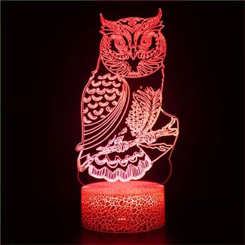 Night Light 3D LED Owl Night Light Desk Lamp Remote Control Induction Battery Powered Animal Night Light Bedside USB Light