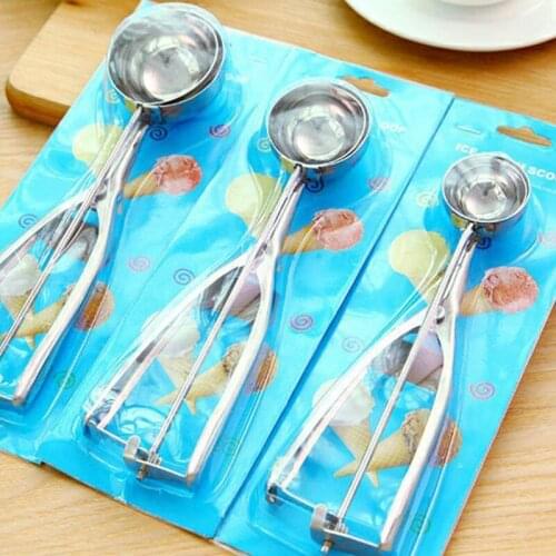 New 4CM 5CM 6CM Kitchen Ice Cream Mash Potato Scoop Stainless Steel Spoon Spring Handle Kitchen Accessories Fruit Digger