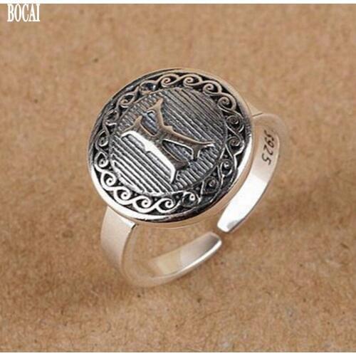 New S925 Silver Jewelry Vintage Ring for Woman Fashion Round Letter K Thai Silver Temperament 100% 925 silver Woman Rings