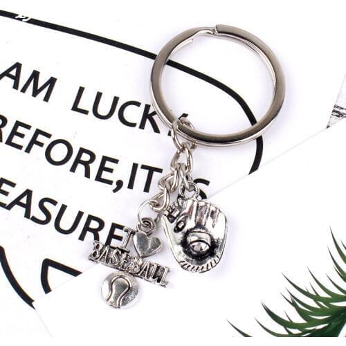 New Fashion Keychain i love baseball Pendants DIY Men Jewelry Car Key Chain Ring Holder Souvenir For Gift