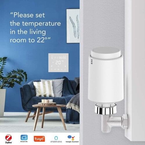 Smart home ZigBee TRV Tuya New Radiator Actuator Valve Smart Programmable Thermostat Temperature Heater Alexa Voice Control