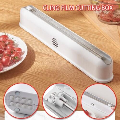 Hanging Film Cutter with Sucker Household Kitchen Supplies Foil Tin Foil Divider Cutting Box Plastic Food Wrap Dispenser