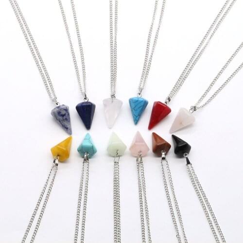 Simple and Cool Style Cone Pendant Decoration Hip-Hop Natural Stone Chain for Women Necklace Jewelry Accessories Party Necklace