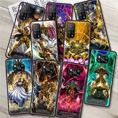 Shockproof Case for Xiaomi Mi Poco X3 NFC 10T Pro 9T M3 Note 10 Lite F3 11 F1 CC9 A2 9 Soft Phone Cover Saint Seiya Anime Shell