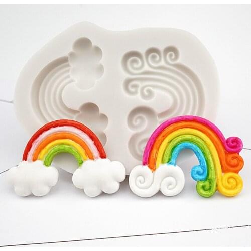 KUXSE Rainbow Silicone Mold DIY Fondant Cake Decorating Tools Fimo Clay Candy Chocolate Gumpaste Molds Sugarcrafts Baking Tool