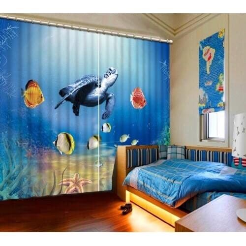 Oceacn curtains 3D Window Curtains For Living Room Bedroom Drapes cortinas Rideaux Customized size Cushions cover