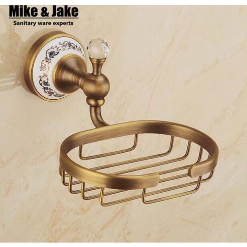 Modern bathroom Antique porcelain crystal brass Soap basket soap dish soap holder with crystal bathroom accessories, furniture