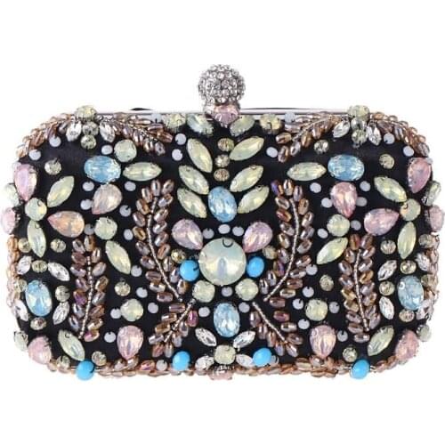Evening Bags Diamond Beaded Gem Stone Womens Purse Wedding Wallet for Women Shoulder Bags with Two Chain ZD808