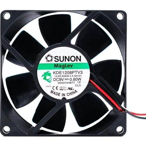 For Sunon KDE1208PTV3 8025 DC 9V 12V 0.80W 2-Wire Quiet Durable Cooling Fan