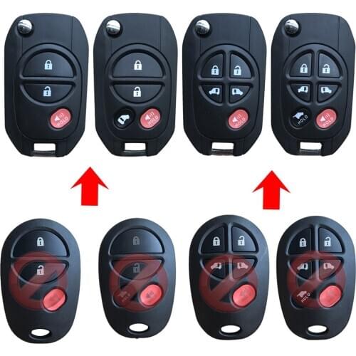 Replacement Remote Car Key Shell Modified Flip 3 4 5 6 Buttns Fob TOY43 Case For Toyota Tacoma HIGHLANDER SEQUOIA Sienna Tundra