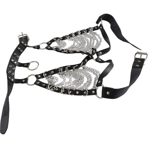 2020 Goth leather body harness chain chest chain belt gothic punk fashion metal girl festival jewelry accessoriesQVRXDT