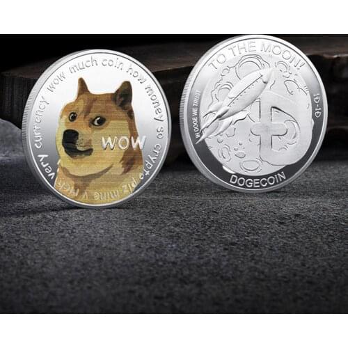 Gold/Silver Plated Dogecoin Virtual Currencys Commemorative Coins Collection Dog Badge Souvenir Gift Home Decoration Crafts